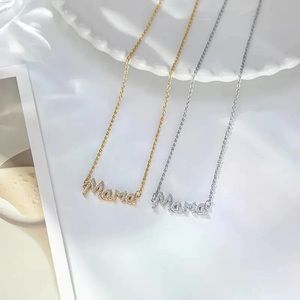 Necklace stainless steel with zirconias MAMA